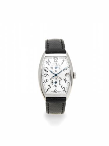 Franck Muller. A stainless steel automatic calendar wristwatch with dual time zones