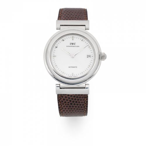 IWC. A stainless steel automatic calendar wristwatch