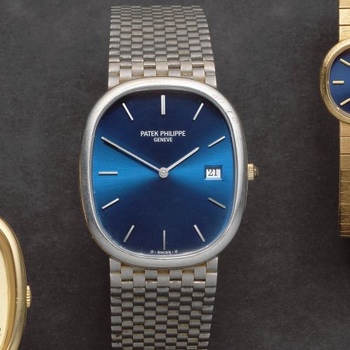 Patek Philippe. A fine 18K white gold quartz calendar bracelet watch