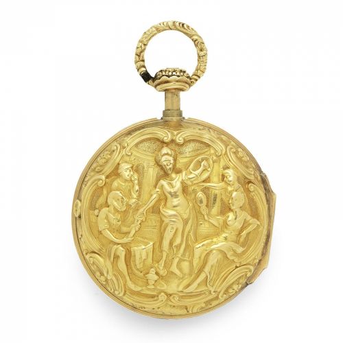 John Ellicott, London. A gold key wind repeating pair case pocket watch