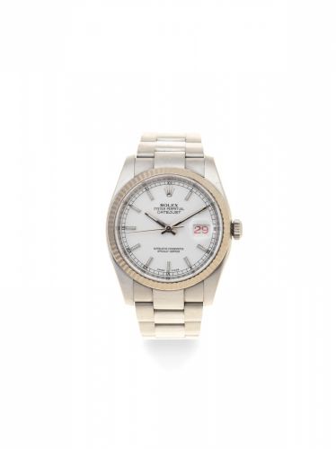 Rolex. A stainless steel automatic calendar bracelet watch with roulette dial