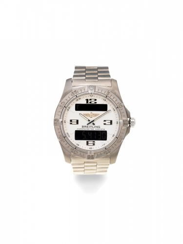 Breitling. A titanium quartz bracelet watch with digital display