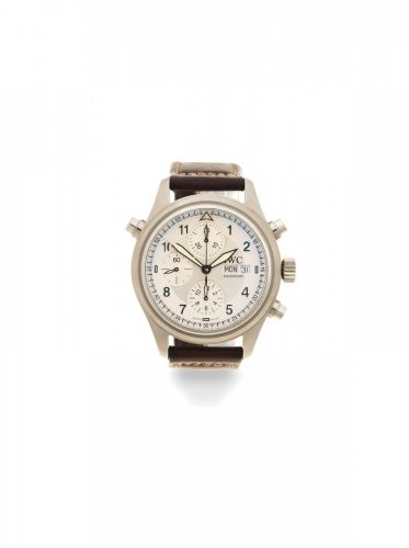IWC. A stainless steel automatic split second chronograph calendar wristwatch