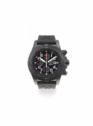 Breitling. A black stainless steel automatic calendar chronograph wristwatch