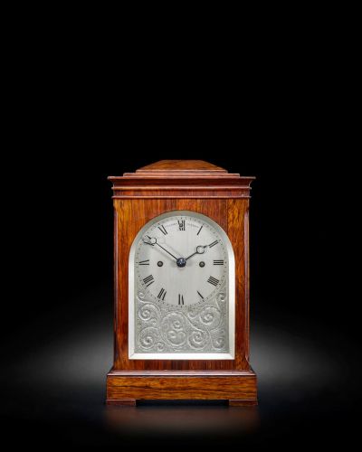Vulliamy, London. A fine William IV rosewood small mantel clock