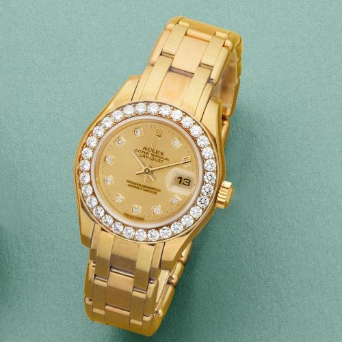 rolex pearlmaster yellow gold & diamonds ladies automatic watch