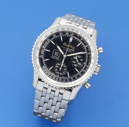 Breitling. A stainless steel automatic calendar chronograph bracelet watch