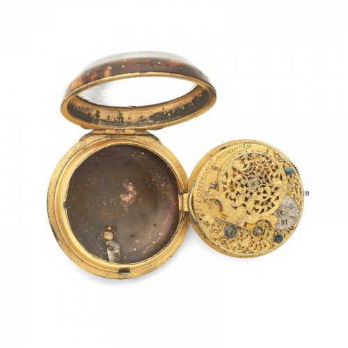 Thomas Tompion, London. A gilt metal, pique and tortoiseshell consular case pocket watch