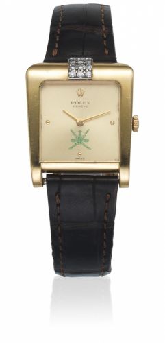Rolex. A lady's 18K gold and diamond set manual wind wristwatch with 'Khanjar' dial