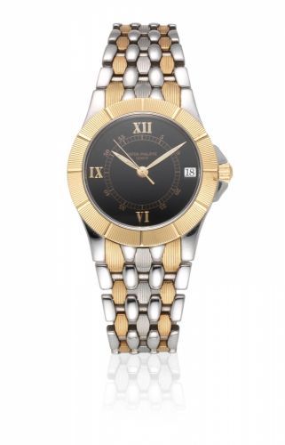 Patek Philippe. A stainless steel and gold automatic calendar bracelet watch