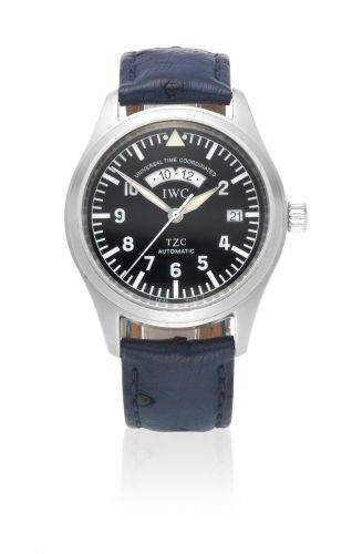 IWC. A stainless steel automatic calendar wristwatch