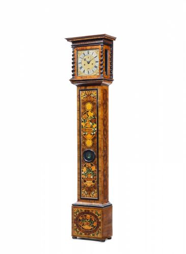 A Small Olivewood Marquetry Longcase Clock