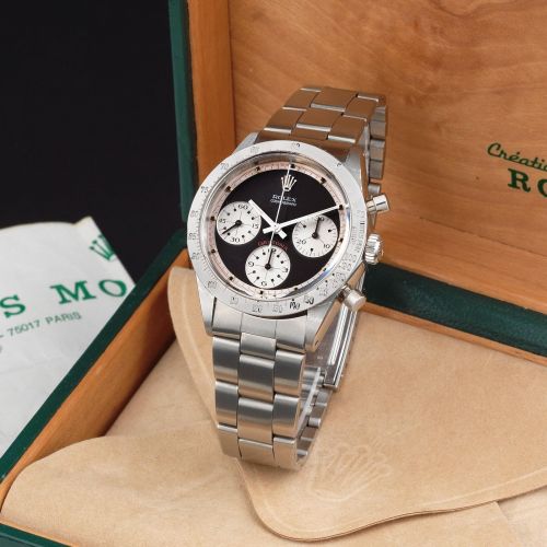 Rolex. An exceptionally rare stainless steel manual wind chronograph bracelet watch with exotic Paul Newman dial