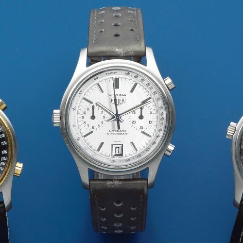 Heuer. A stainless steel automatic calendar chronograph wristwatch