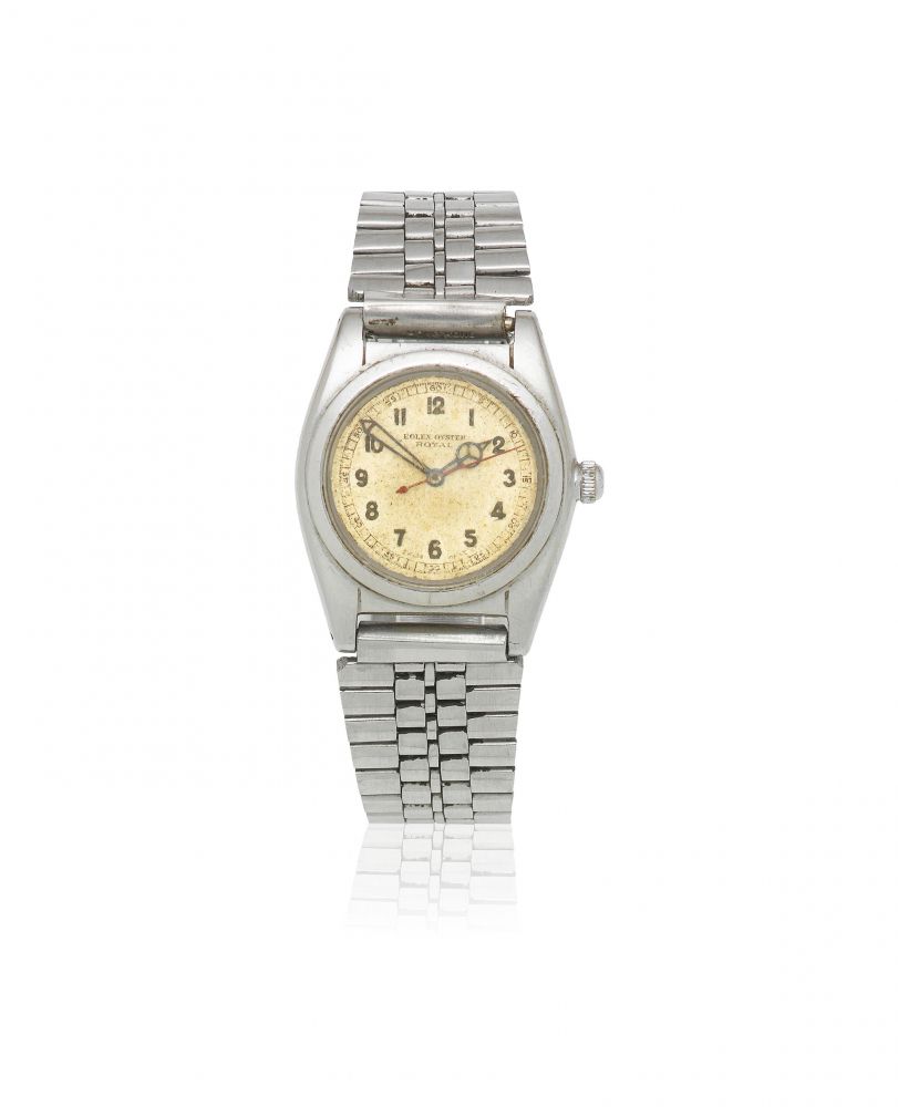 Rolex. A stainless steel manual wind bracelet watch
