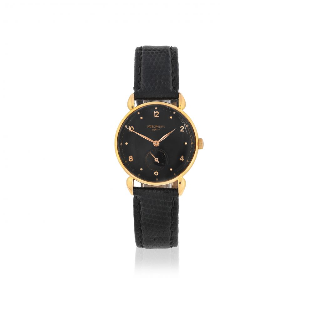 Patek Philippe. An 18K gold manual wind wristwatch with teardrop lugs