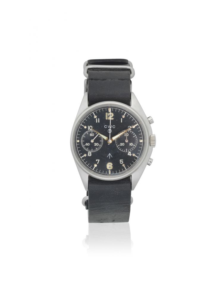 CWC. A stainless steel manual wind military chronograph pilots wristwatch issued to the RAF