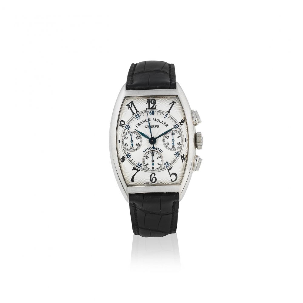 Franck Muller. A stainless steel automatic chronograph tonneau form wristwatch