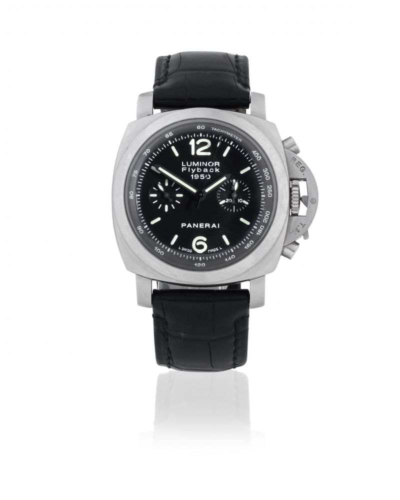 Panerai. A stainless steel automatic flyback chronograph wristwatch
