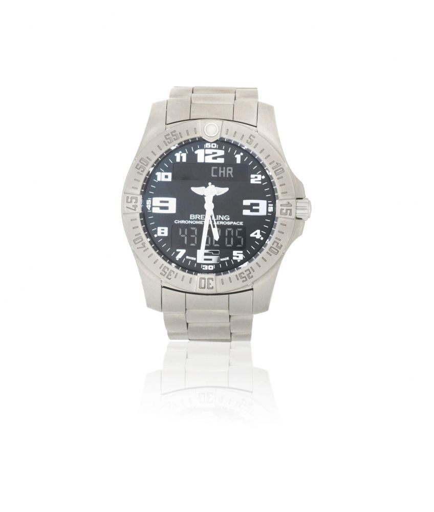 Breitling. A titanium quartz bracelet watch with digital display