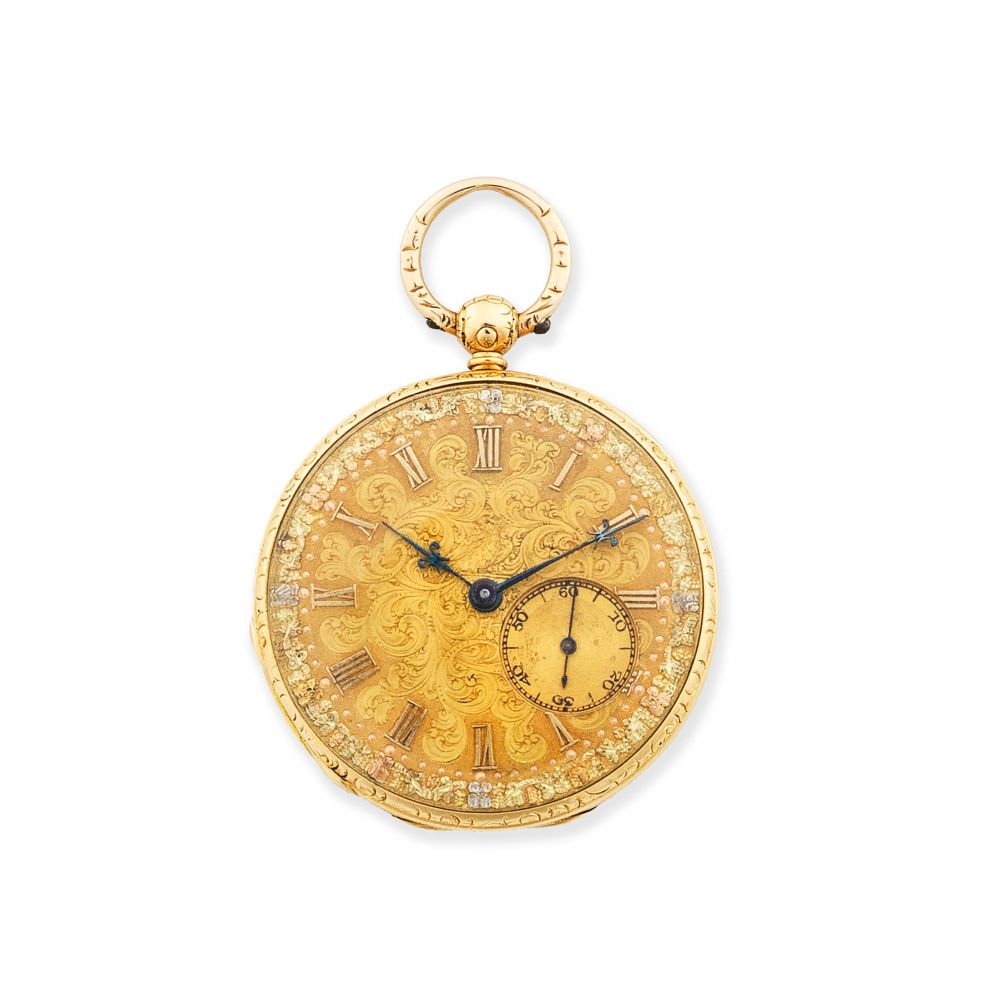 Anrold & Dent, London. An 18K gold key wind open face pocket watch