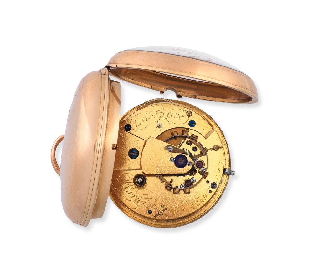 Barwise, London. An 18K gold key wind open face chronometer pocket watch