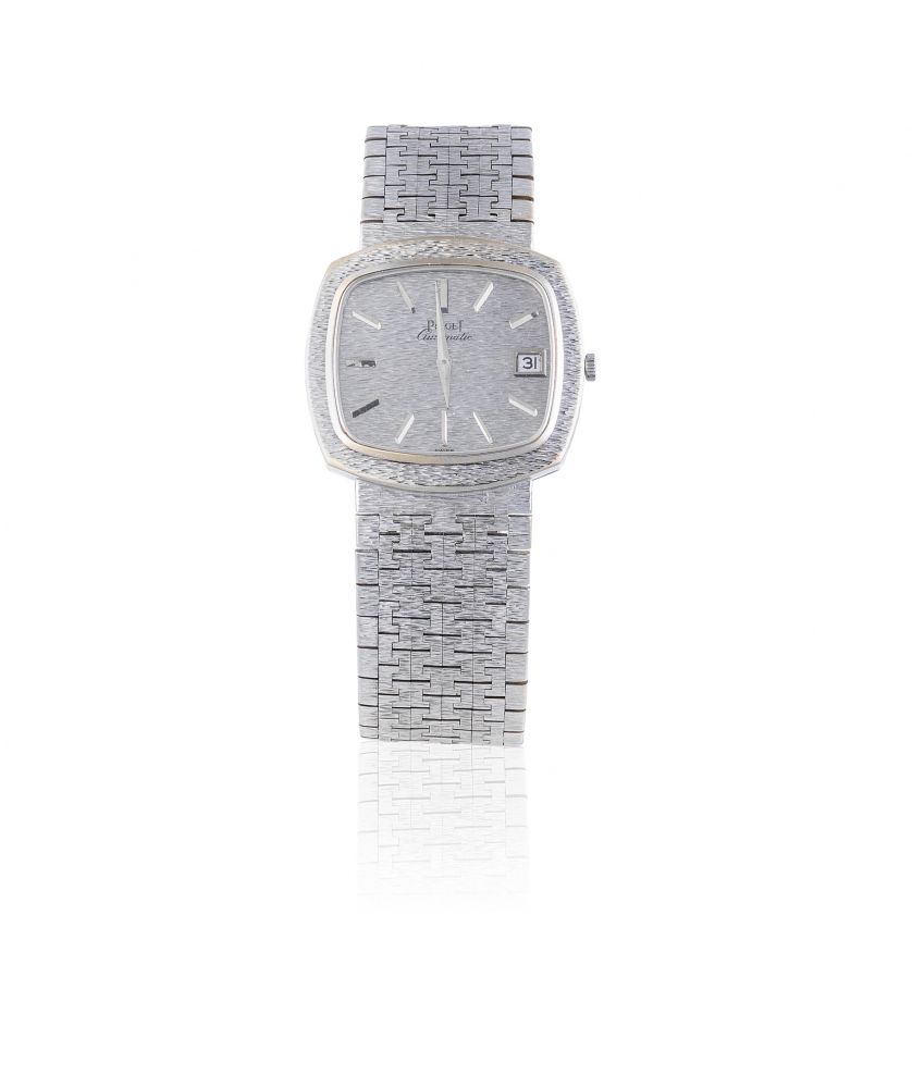 Piaget. An 18K white gold automatic calendar bracelet watch