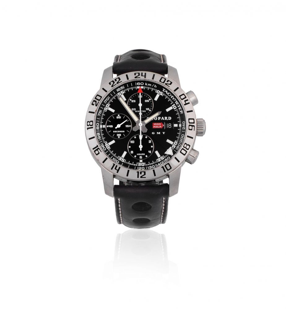 Chopard. A Limited Edition stainless steel automatic calendar chronograph drivers wristwatch