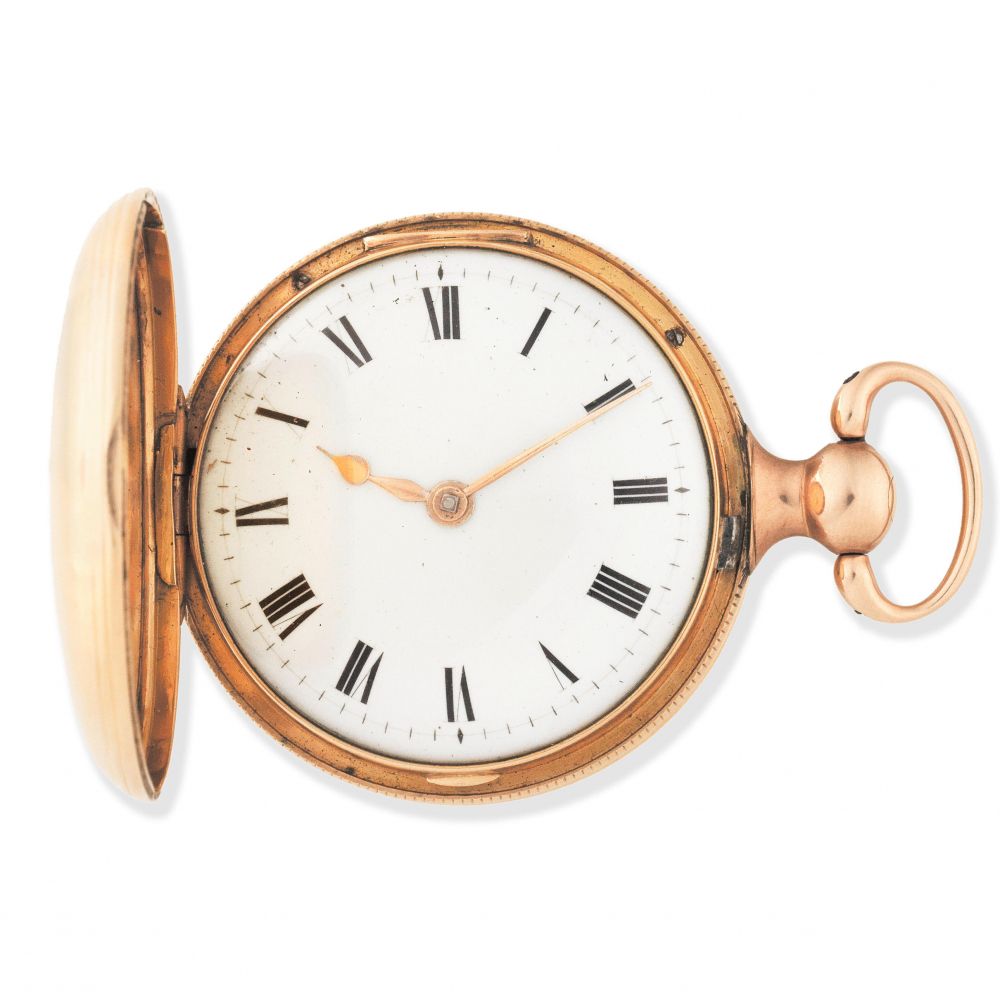Ellicott & Taylor, London. An 18K gold key wind full hunter pocket watch