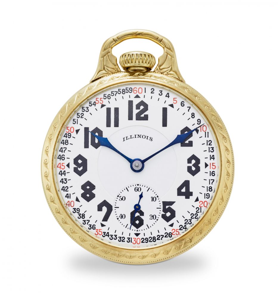 ILLINOIS WATCH CO. A FINE AND RARE 14K GOLD RAILROAD WATCH