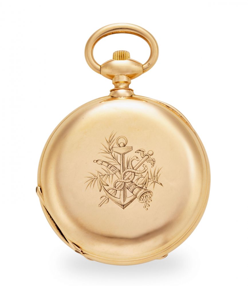 B. HAAS JEUNE, GENEVA. A RARE 18K GOLD HUNTER CASED KEYLESS LEVER WATCH WITH PATENT COVER WINDING