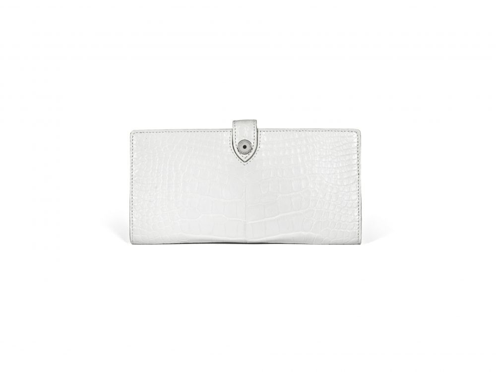 White Matte Alligator Bi-Fold Wallet