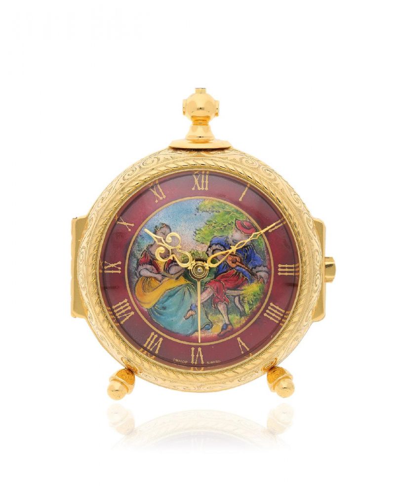 Imhof | An Attractive Gilt Table Clock with An Enamel Dial, Circa 2000