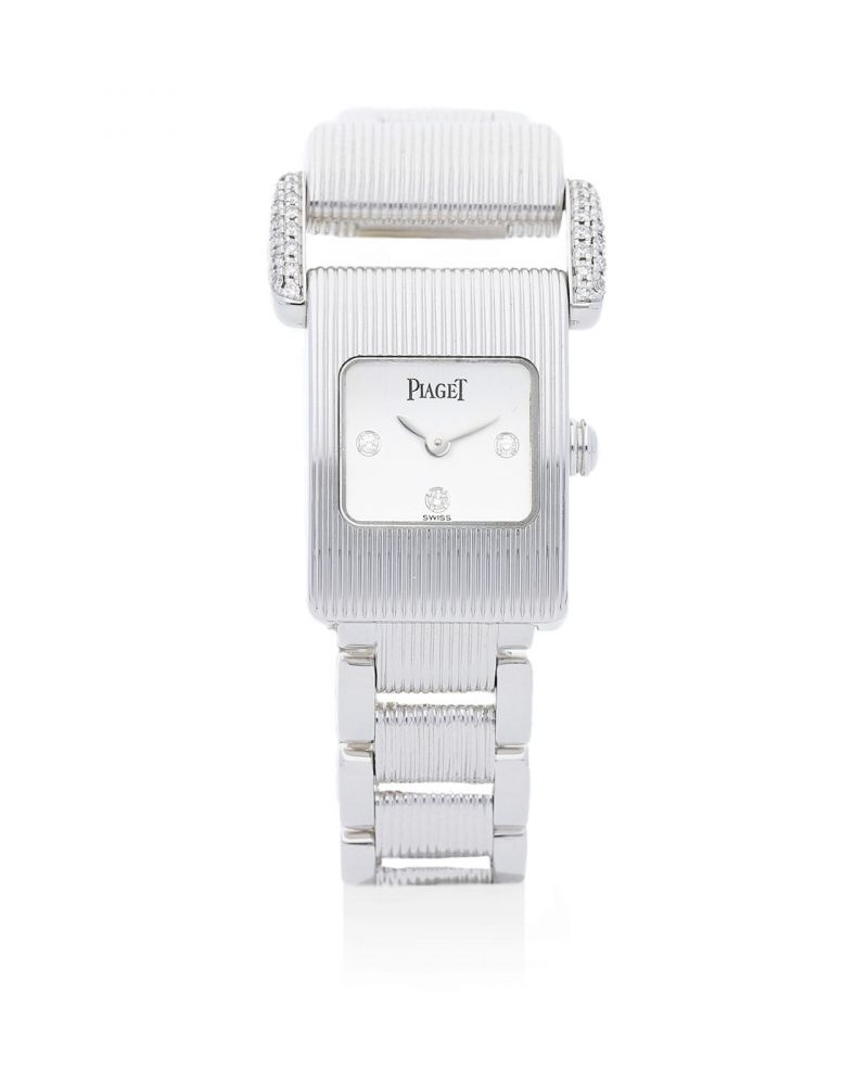 Piaget | Miss Protocole, A Lady's White Gold and Diamond-set Bracelet Watch, Circa 1999