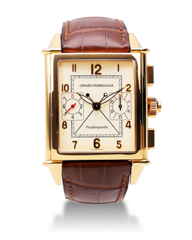 Girard-Perregaux | Vintage Foudroyante XXL, A Fine and Large Pink Gold Split Seconds Chronograph Wristwatch with one eighth of a second display, Circa 2005