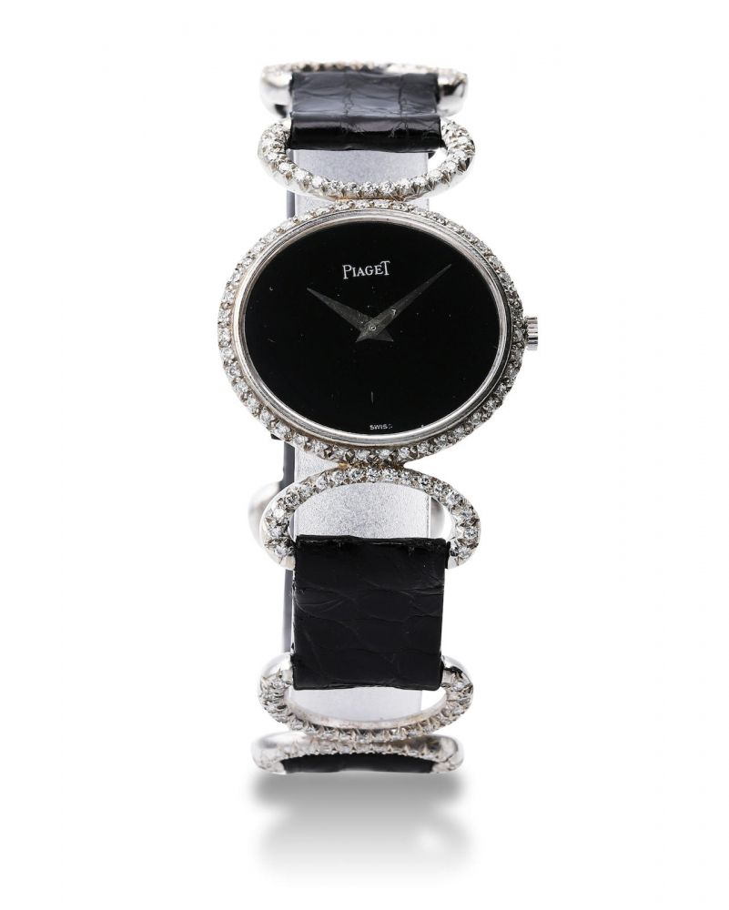 Piaget | Ref.9802 DB, A Lady's White Gold and Diamond-Set Wristwatch with Black Onyx Dial, Circa 1975