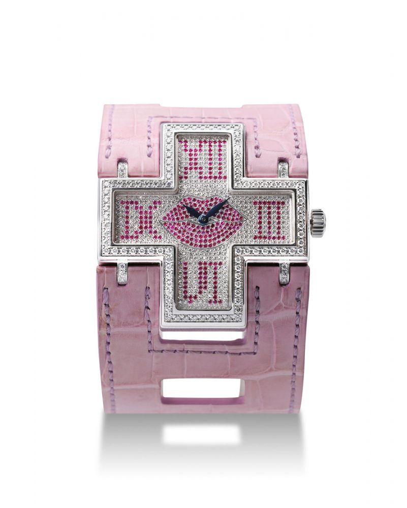 Roger Dubuis | Follow Me, A Fine Limited Edition White Gold Diamond and Pink Sapphire-Set Wristwatch, Circa 2003