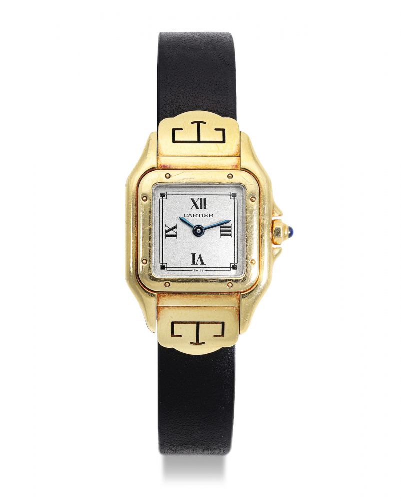 Cartier | Santos, A Lady's Yellow Gold Wristwatch with Decorative Lugs, Circa 1995