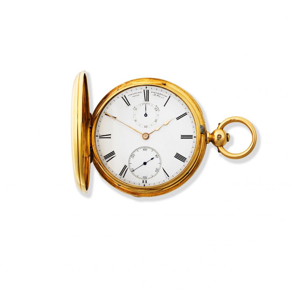 Charles Frodsham, 84 Strand, London. An 18K gold key wind half hunter pocket watch