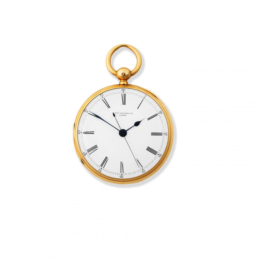 Charles Frodsham, 84 Strand, London. An 18K gold key wind open face pocket watch with centre seconds