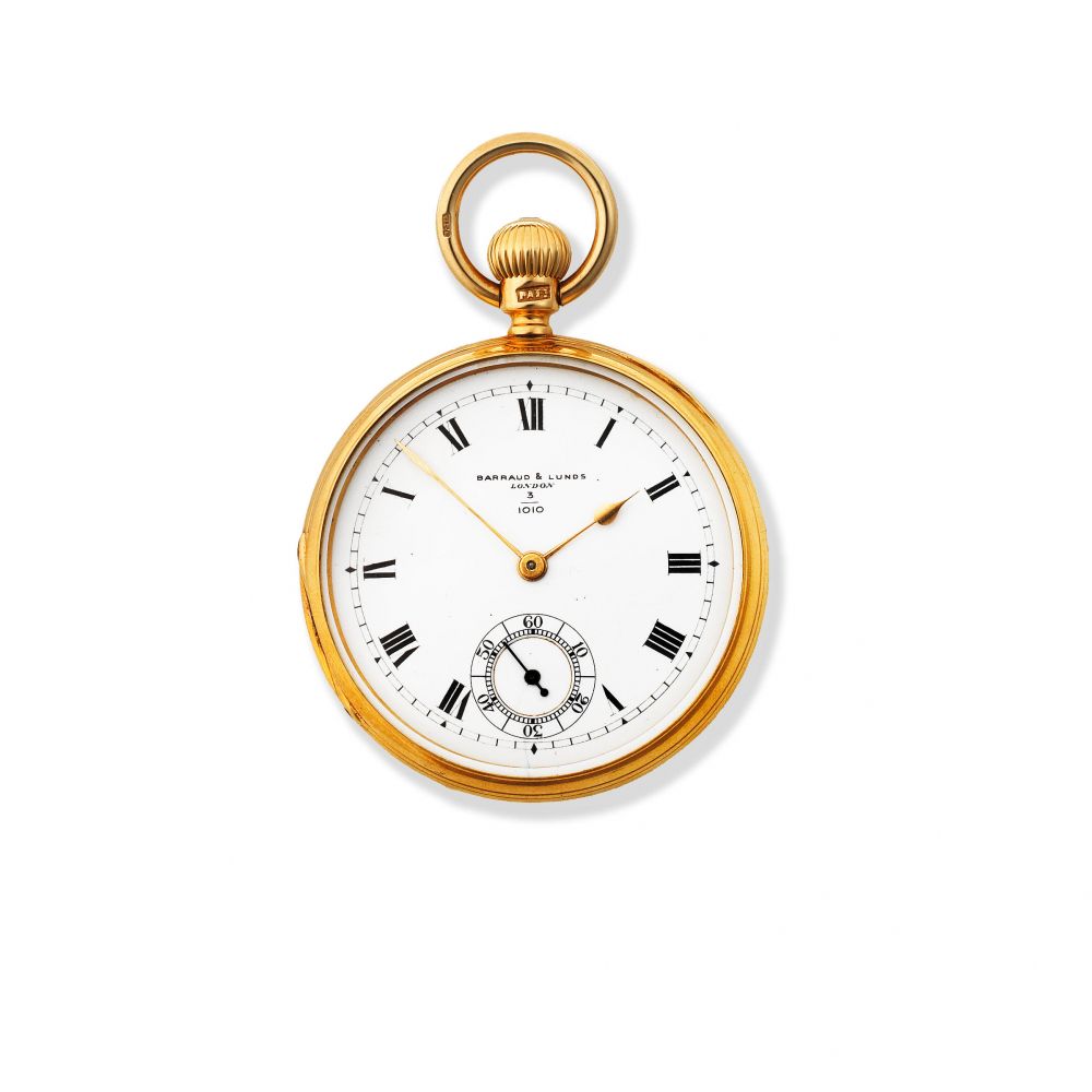 Barraud & Lunds, 41 Cornhill, London. An 18K gold keyless wind open face pocket watch