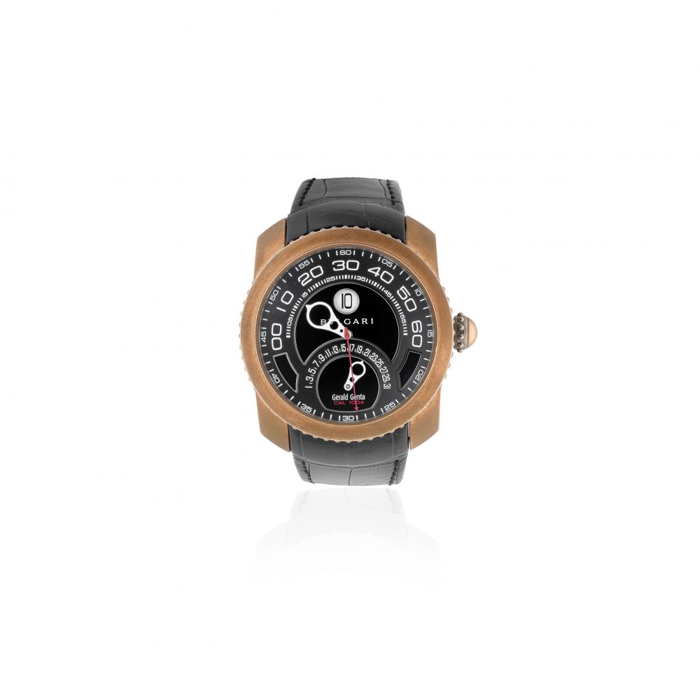 Gerald Genta for Bulgari. A bronze and titanium automatic calendar wristwatch with retrograde dial