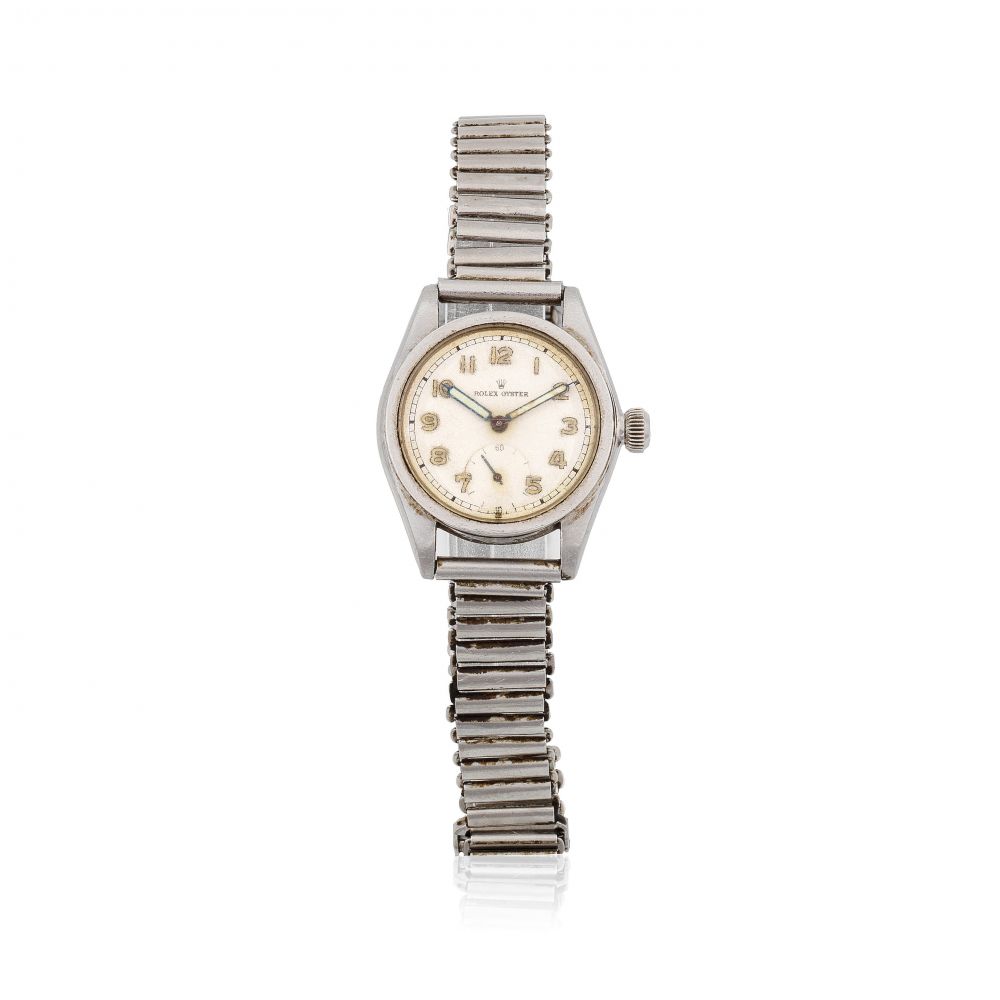 Rolex. A stainless steel manual wind bracelet watch