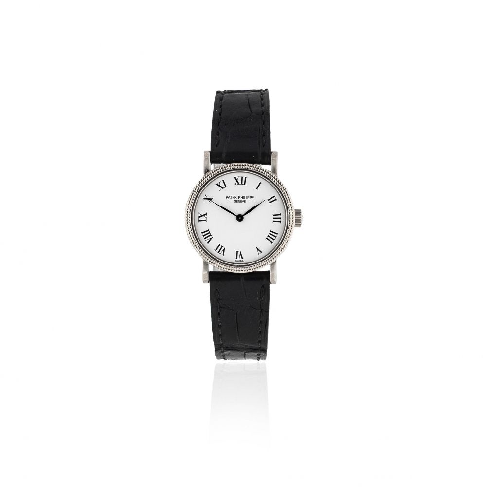Patek Philippe. A lady's 18K white gold manual wind wristwatch