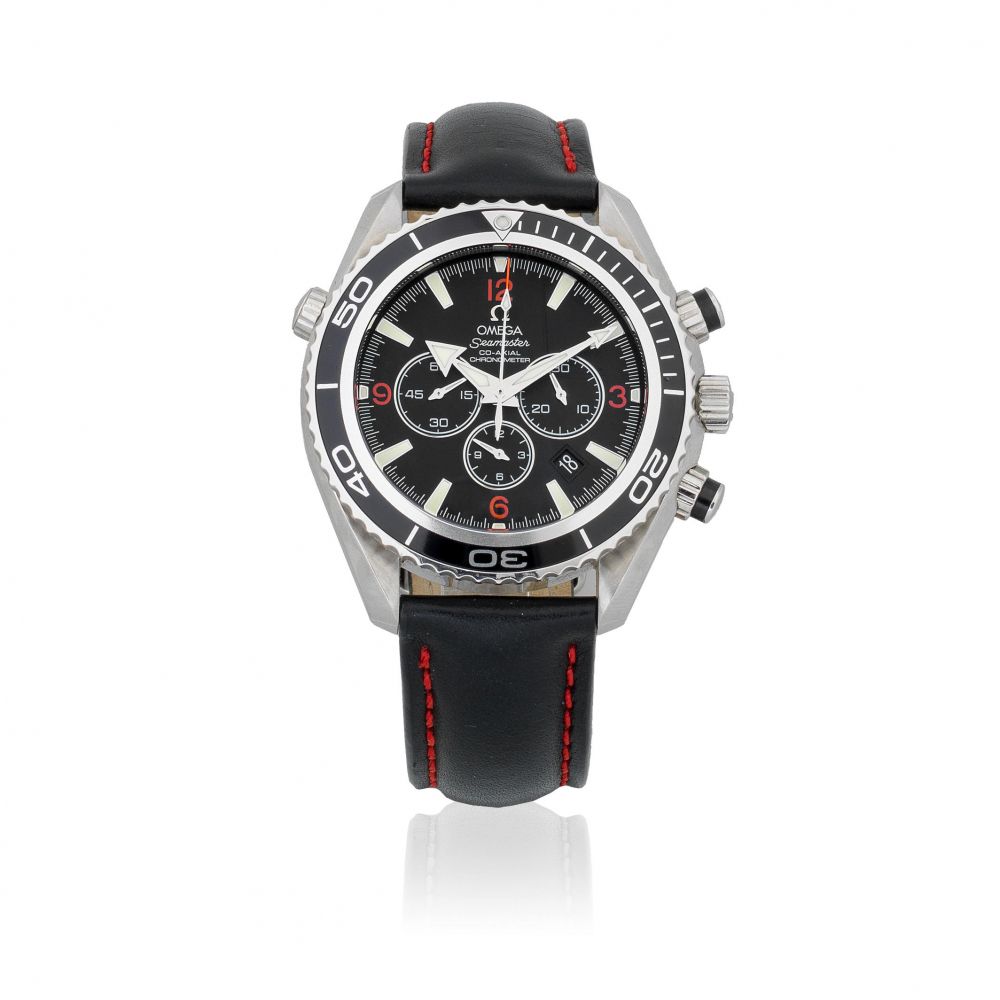 Omega. A stainless steel automatic calendar chronograph wristwatch with co-axial escapement