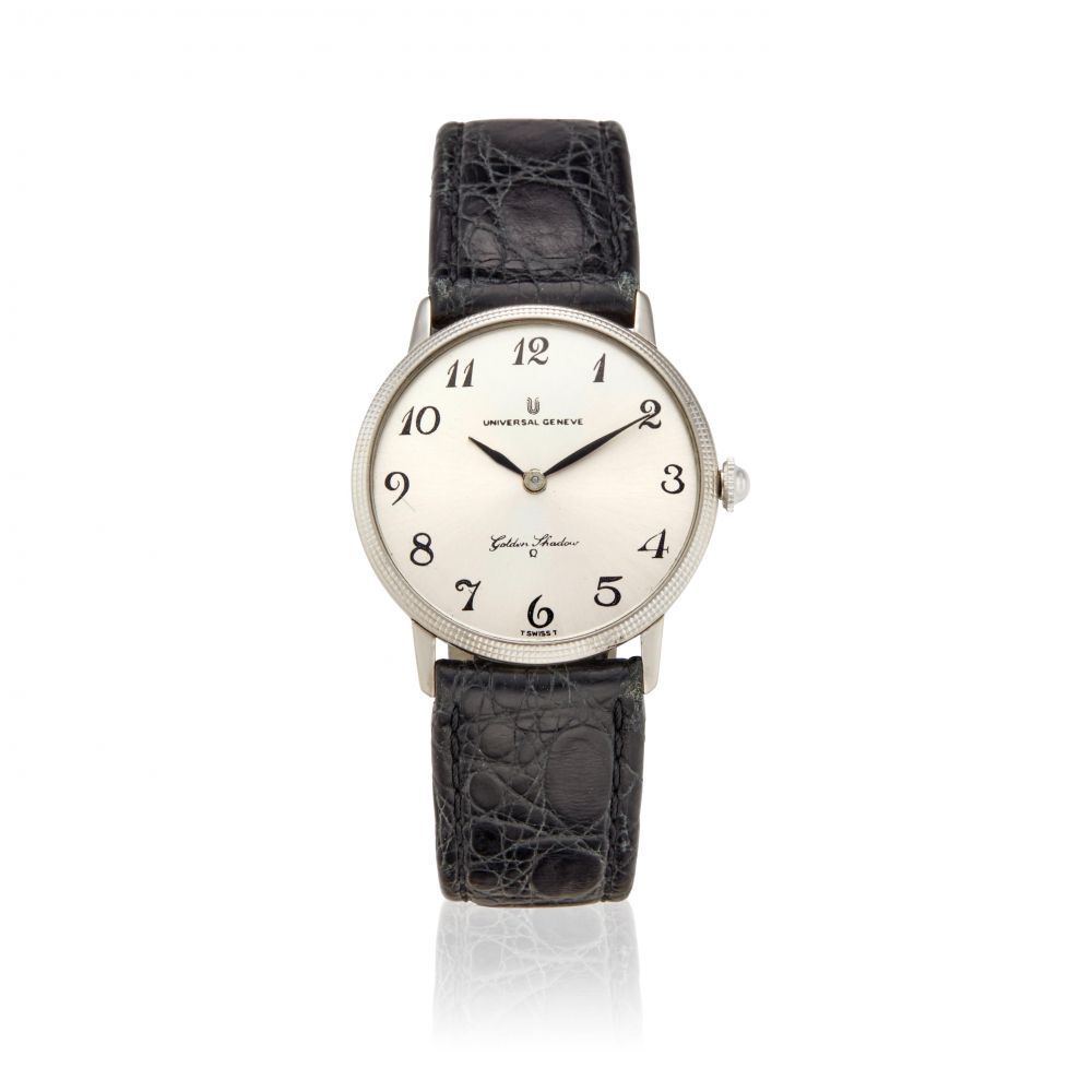 UNIVERSAL GENEVE. AN 18K WHITE GOLD AUTOMATIC WRISTWATCH