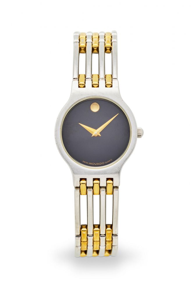 MOVADO. A LADY'S STAINLESS STEEL BRACELET WATCH