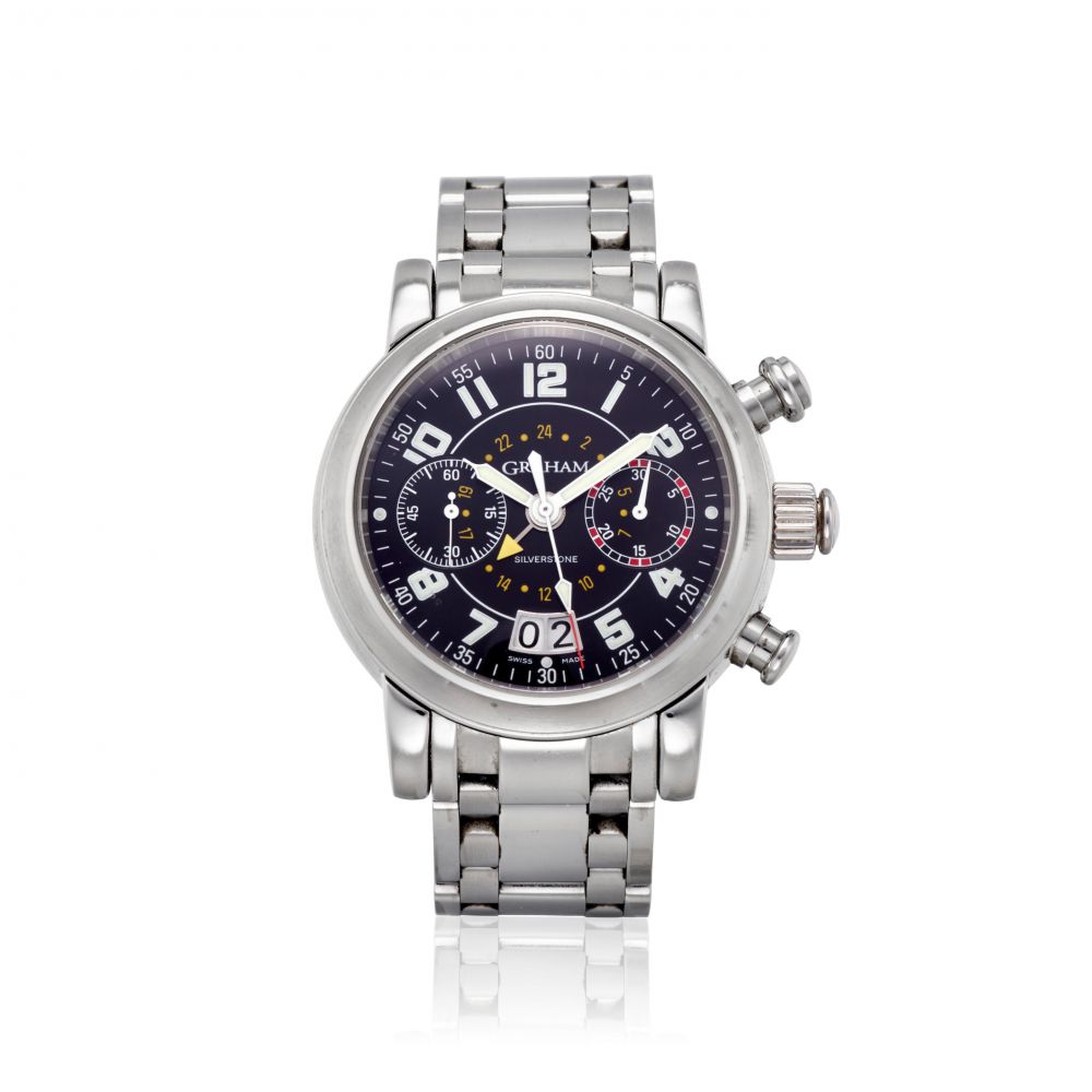 GRAHAM. A STAINLESS STEEL AUTOMATIC CHRONOGRAPH CALENDAR BRACELET WATCH