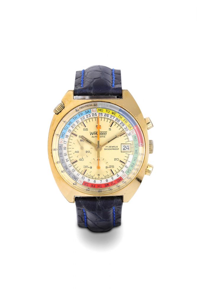 Wakmann | Regate Chronograph, A Gold Plated Stainless Steel Regatta Chronograph Lemania movement wristwatch with Date, circa 1970