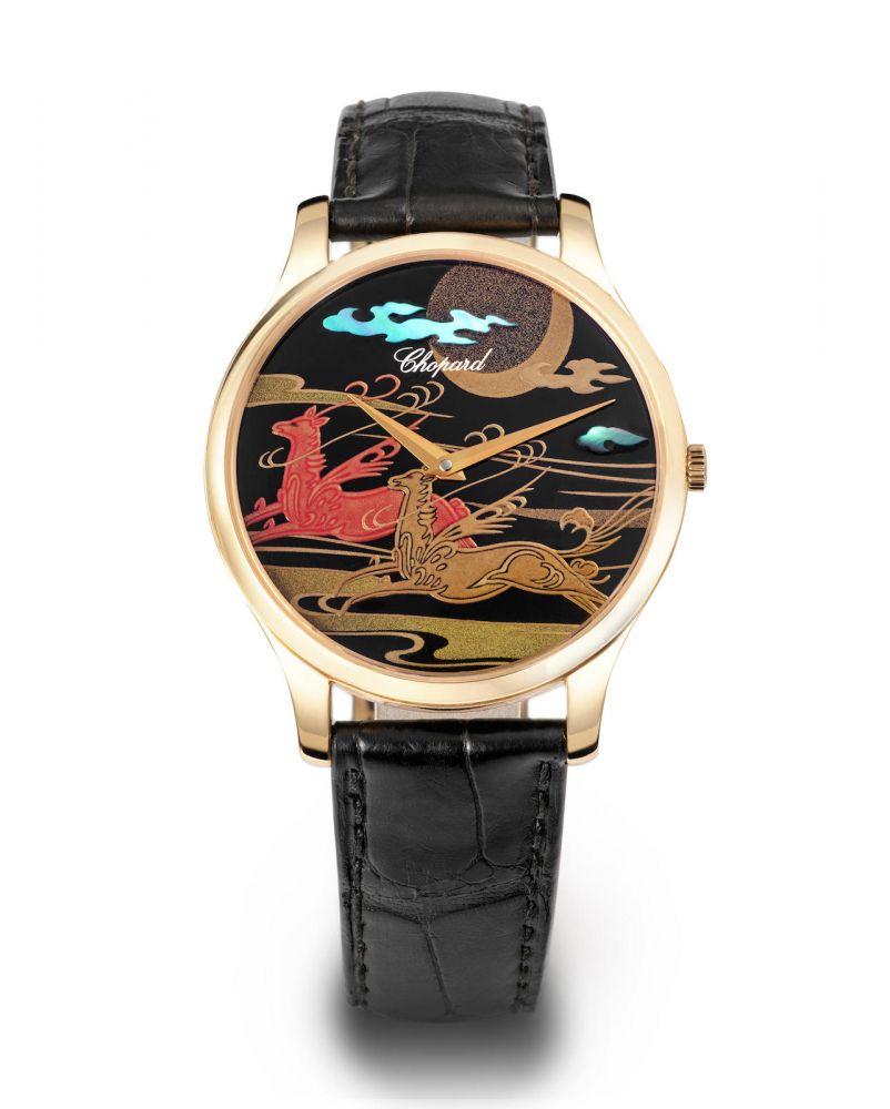 CHOPARD | L.U.C XP URUSHI KYLIN IN THE MOON LIGHT, A NEW OLD STOCK YELLOW GOLD WRISTWATCH WITH JAPANESE URUSHI LACQUER DIAL, CIRCA 2011